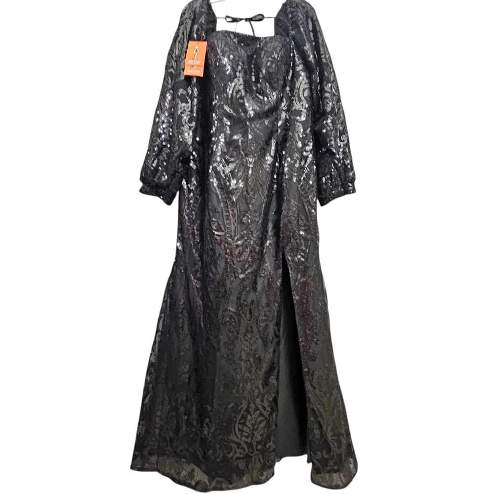 Dress Wedding Dress Elegant Black Sequin Semi Sheer Longsleeve Evening Gown